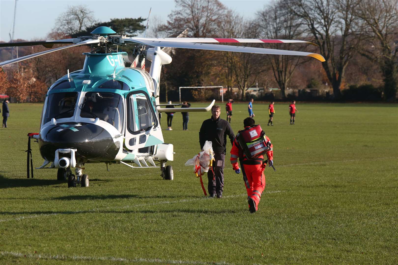 Air ambulance lands in Canterbury this morning Picture: UKNIP