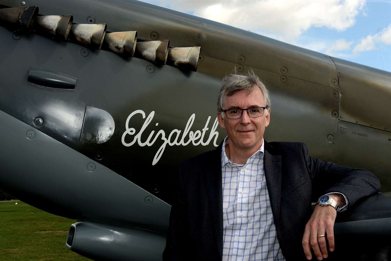 Author Nick Oram with a Spitfire based at Staplehurst, which now does pleasure flights from Headcorn
