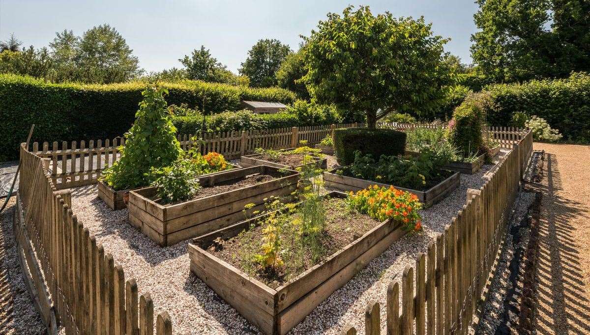The gardens have lots of picturesque spots, from vegetable patches to orchards. Picture: Knight Frank