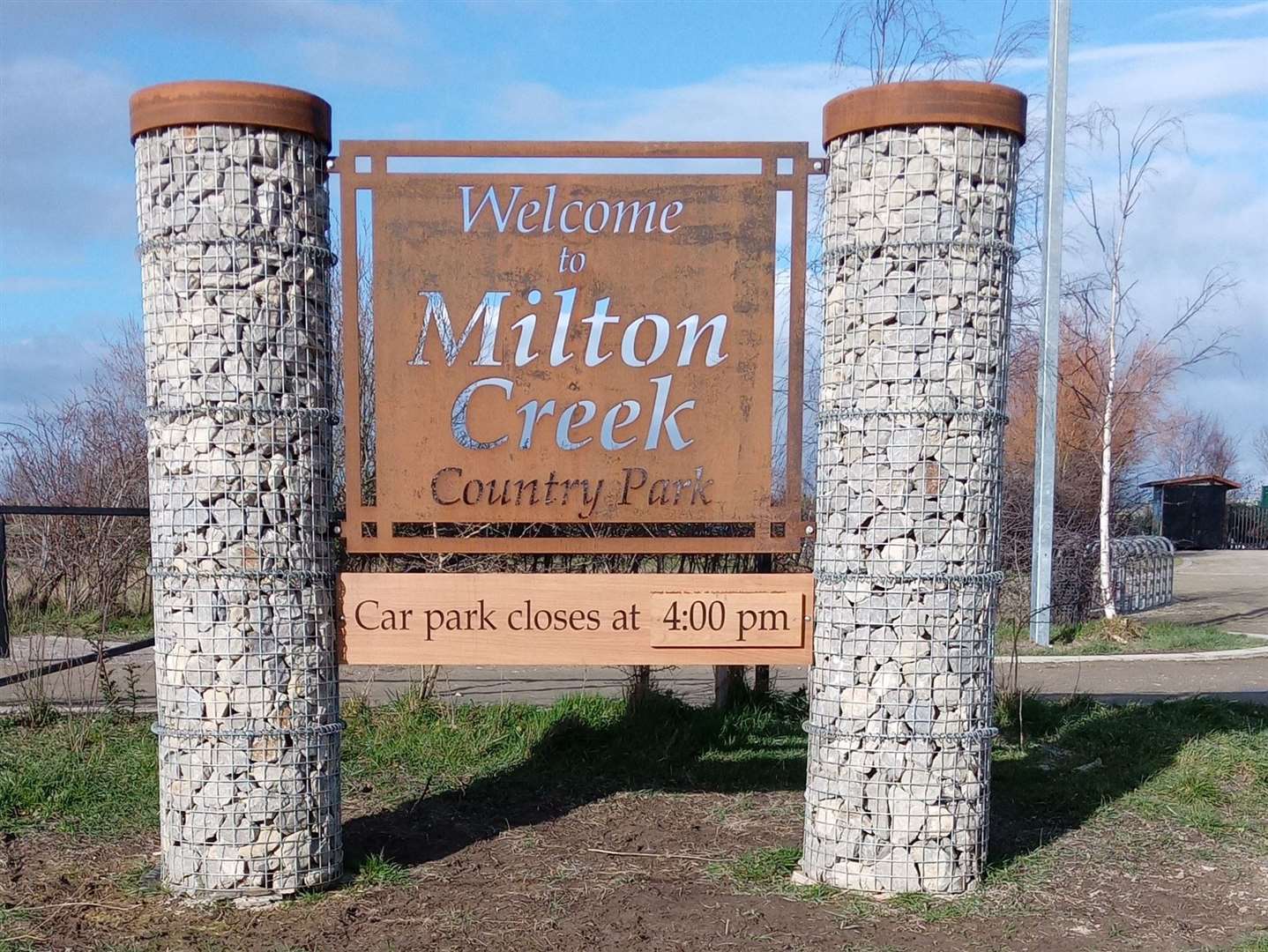 The new sign at Milton Creek Country Park. Picture: Cllr Steve Davey