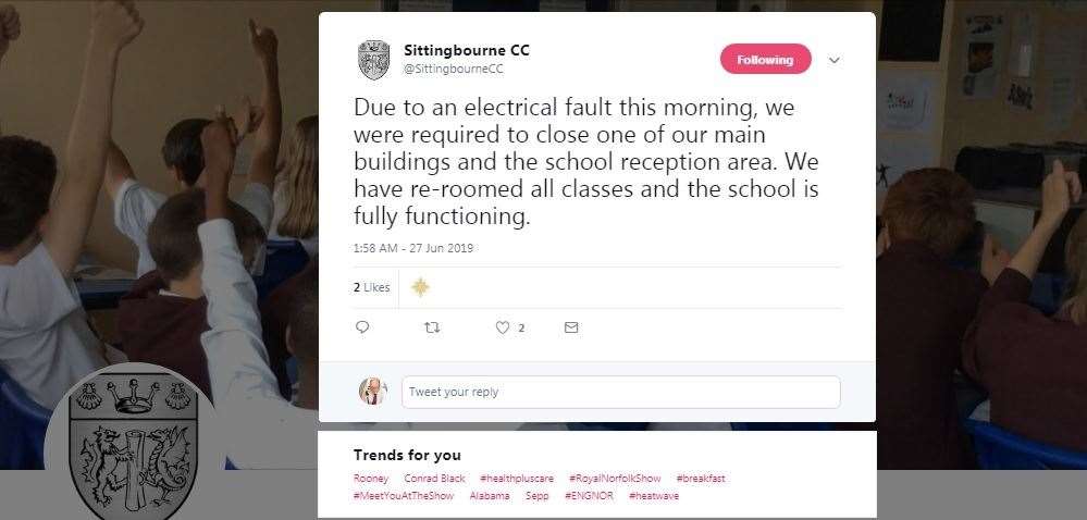 Sittingbourne Community College tweet (13068270)