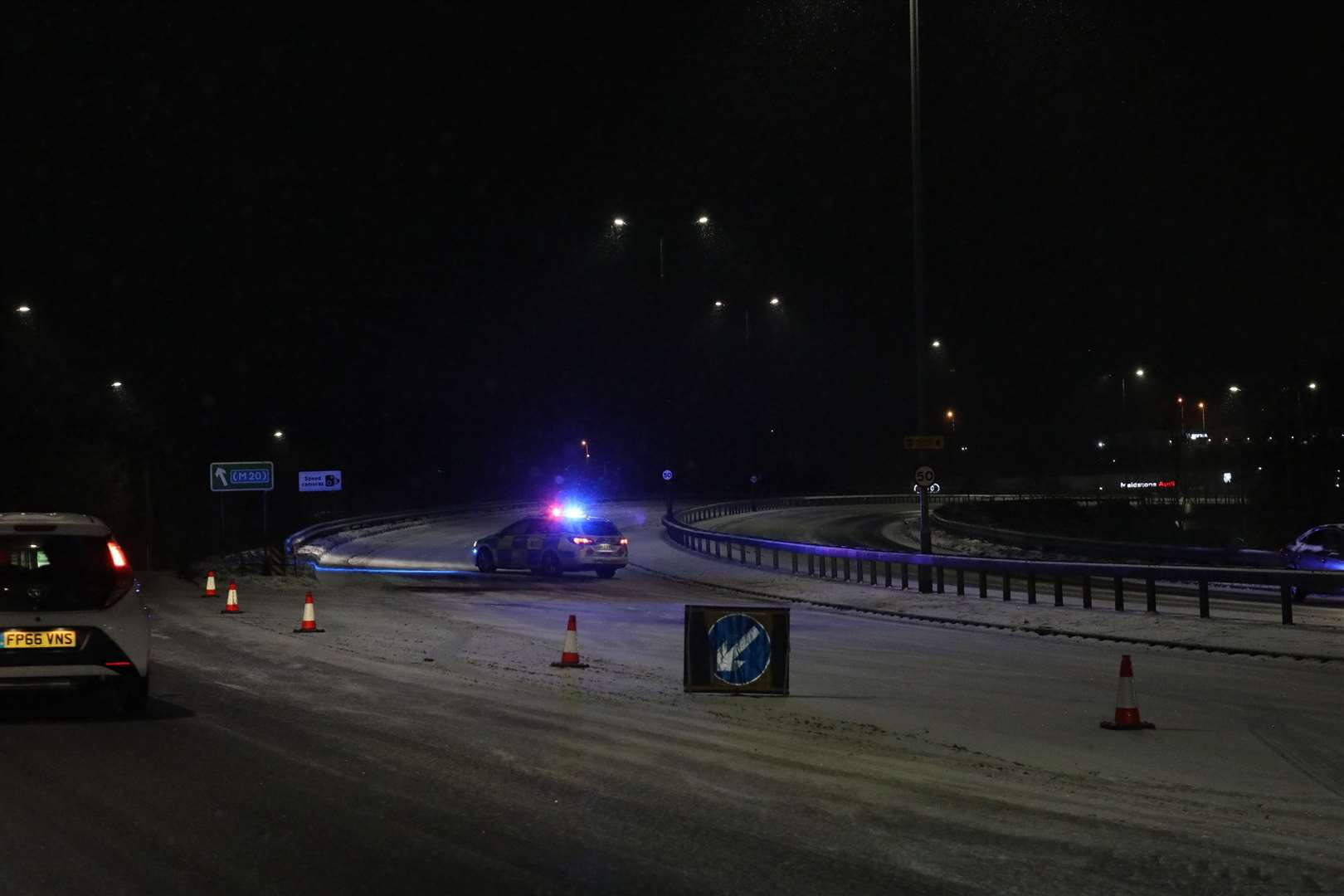 Officers have closed the Lord Lees roundabout at the top of Blue Bell Hill. Picture: UKNiP