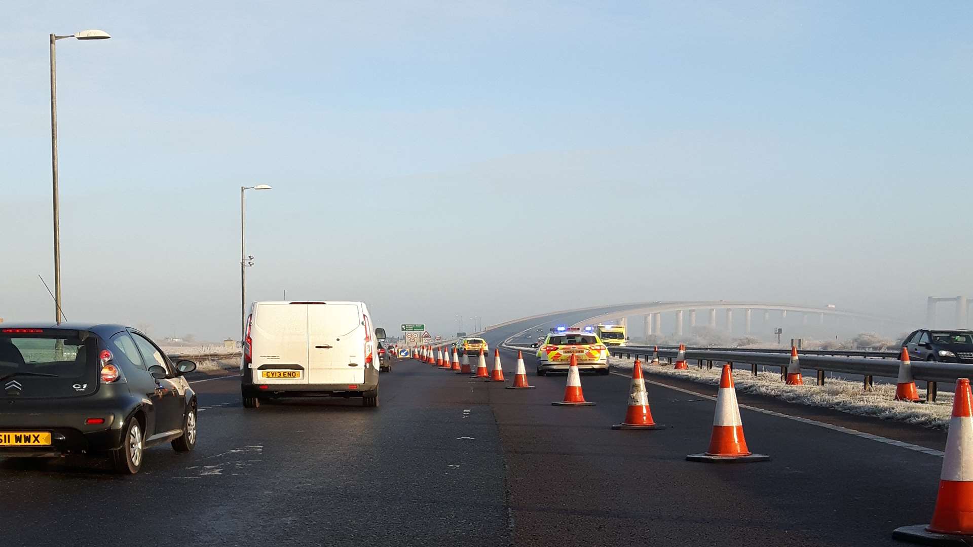 Police shut off the Sheppey Crossing