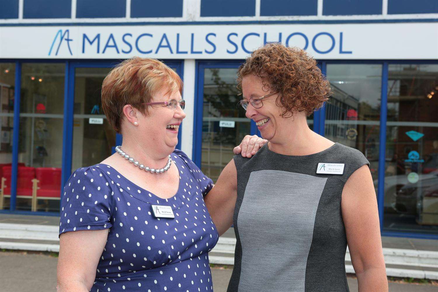 Beverley Tanner and Karen Gunn (right) have worked at Mascalls School in Paddock Wood for 53 years in total