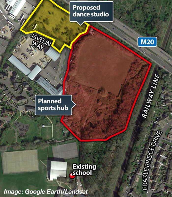 The proposed site is next to Norton Knatchbull School's sports centre plan
