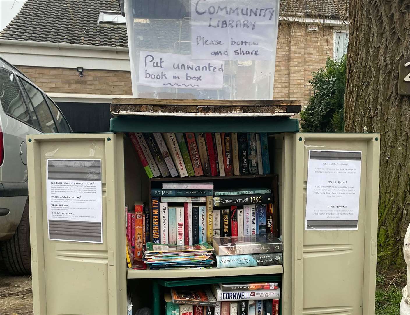 The mini library is for the community to use