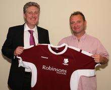 Canterbury City's new manager Paul Murray, with chairman Tim Clark (right)