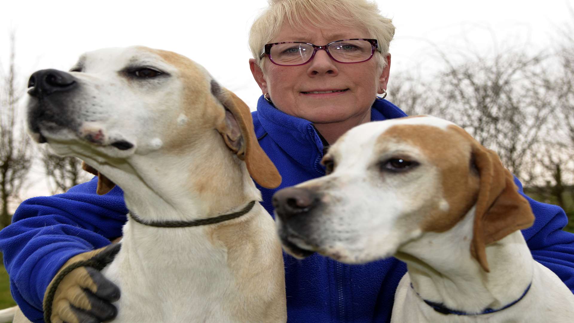 Christine Naden and her dogs, Abbey and Jamie, which finished first and second respectively in different classes at Crufts