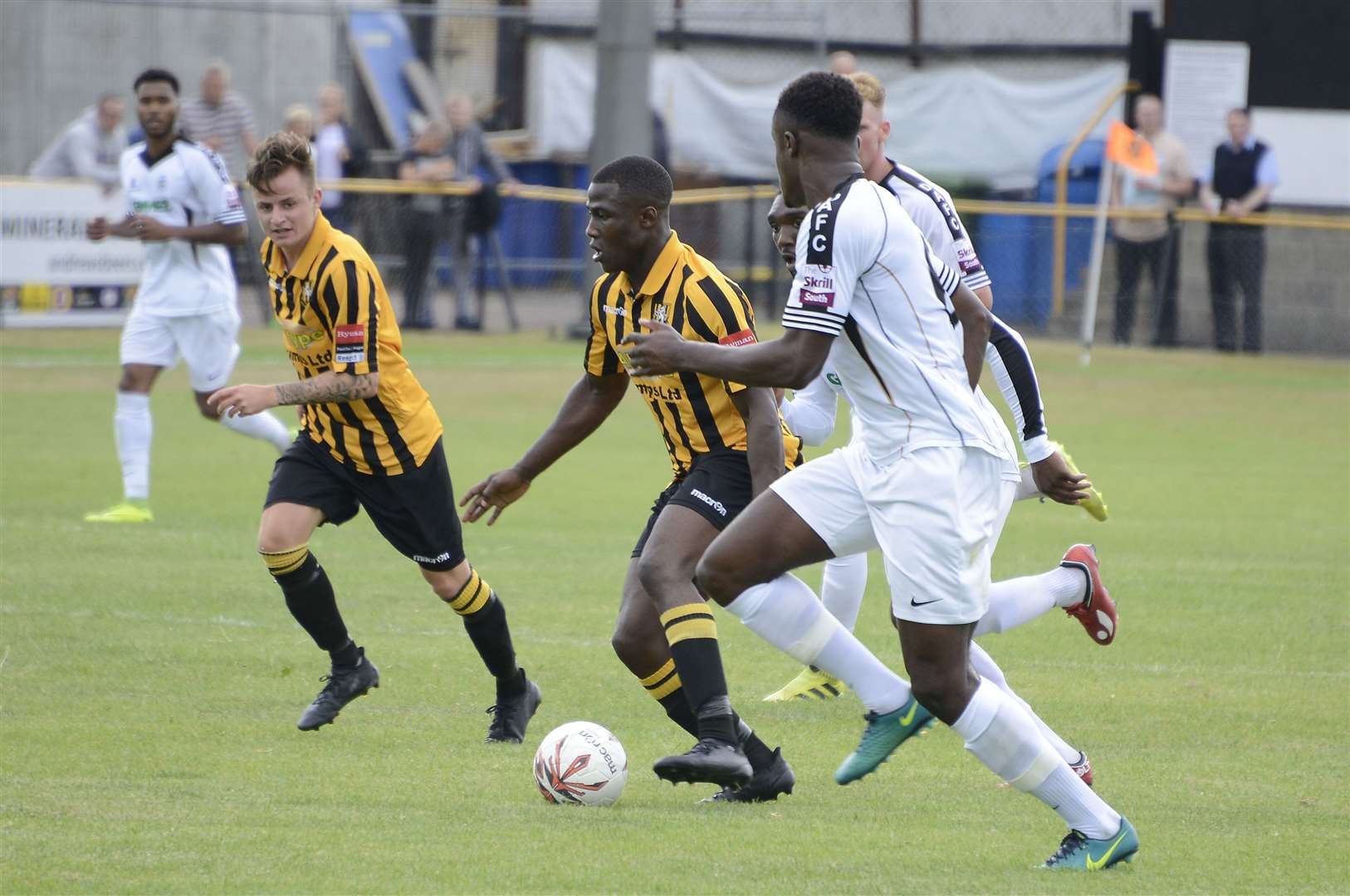 Ade Yusuff on the ball for Folkestone Invicta Picture: Paul Amos