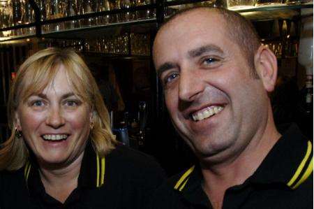 Duncan Rowe and his wife Mandie when they used to run The Fox pub in Maidstone