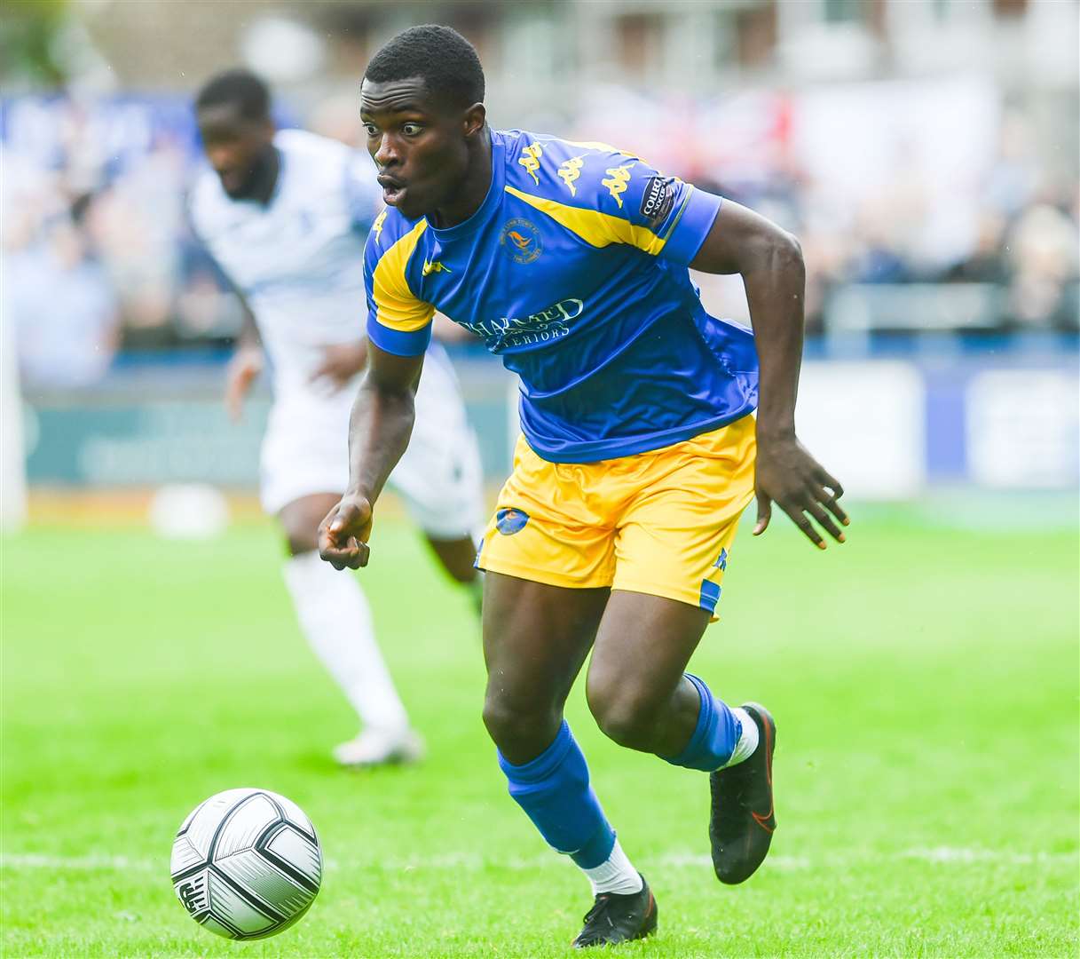 Michael Gyasi runs at the Southend defence during his King's Lynn days. Picture: Ian Burt Photography
