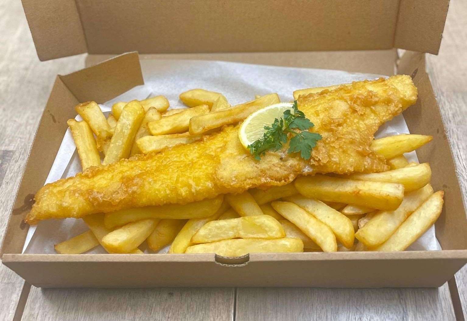 Fish and chips served at Lewis's Fish & Grill in Maidstone