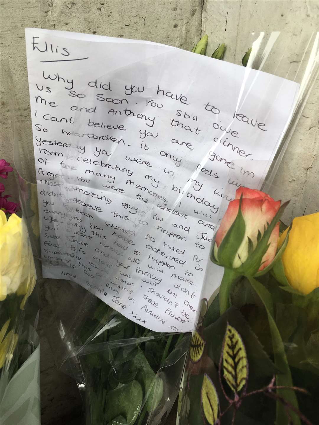 Floral tributes were left in Wateringbury for 21-year-old Ellis Overy who died in a motorcycle crash