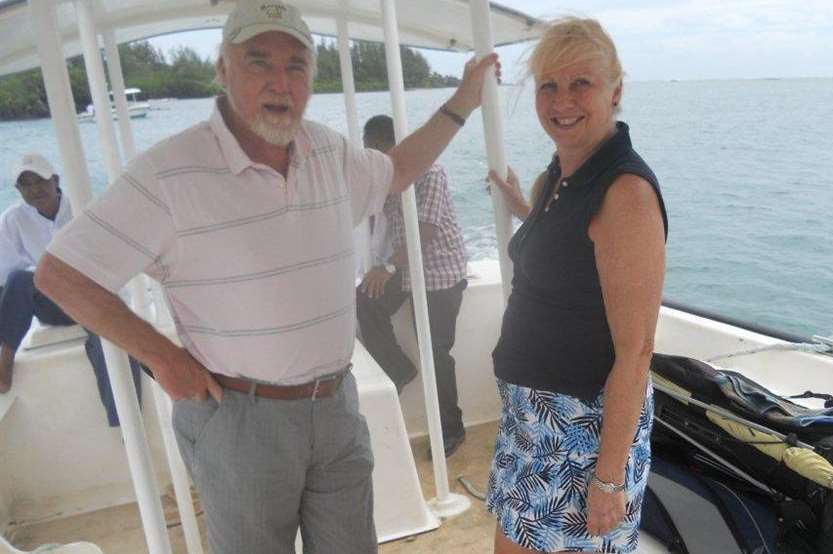 Harry Pickering and wife Karen on holiday