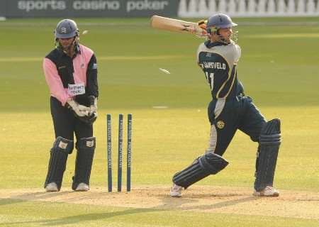 Martin Van Jaasrveld was bowled after attempting to pull a good-length ball from Shaun Udal.Picture: BARRY GOODWIN