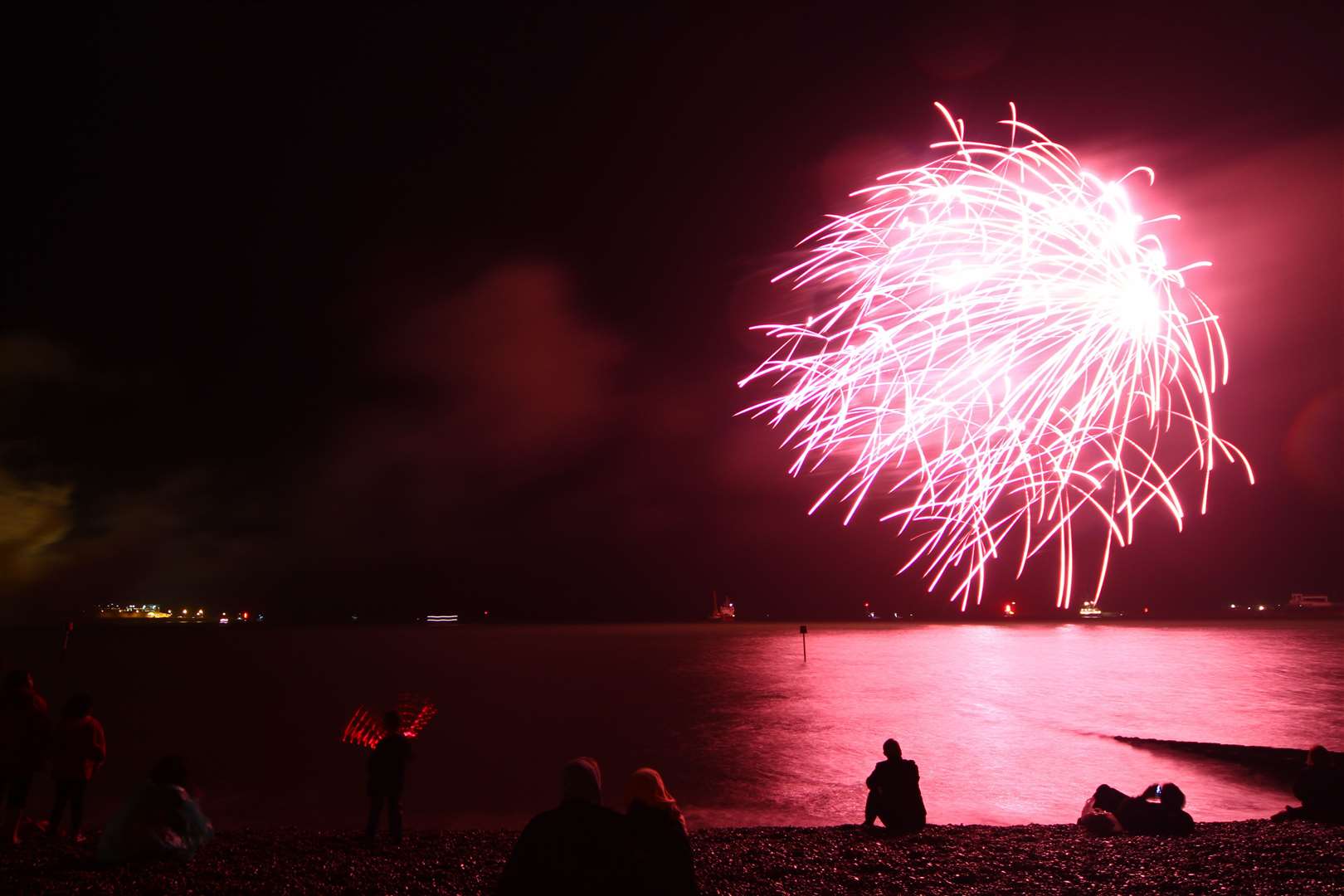 The lighting of a cauldron at Dover was followed by a fireworks show
