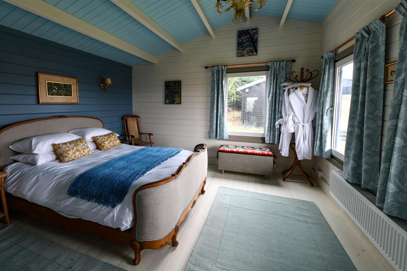 The bedroom in the blue cabin designed by Kimmie McHarrie. Picture: Phil Harris (5020381)