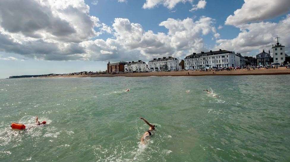 The swimmers approach their final destination, Deal. Picture courtesy of Danny Burrows