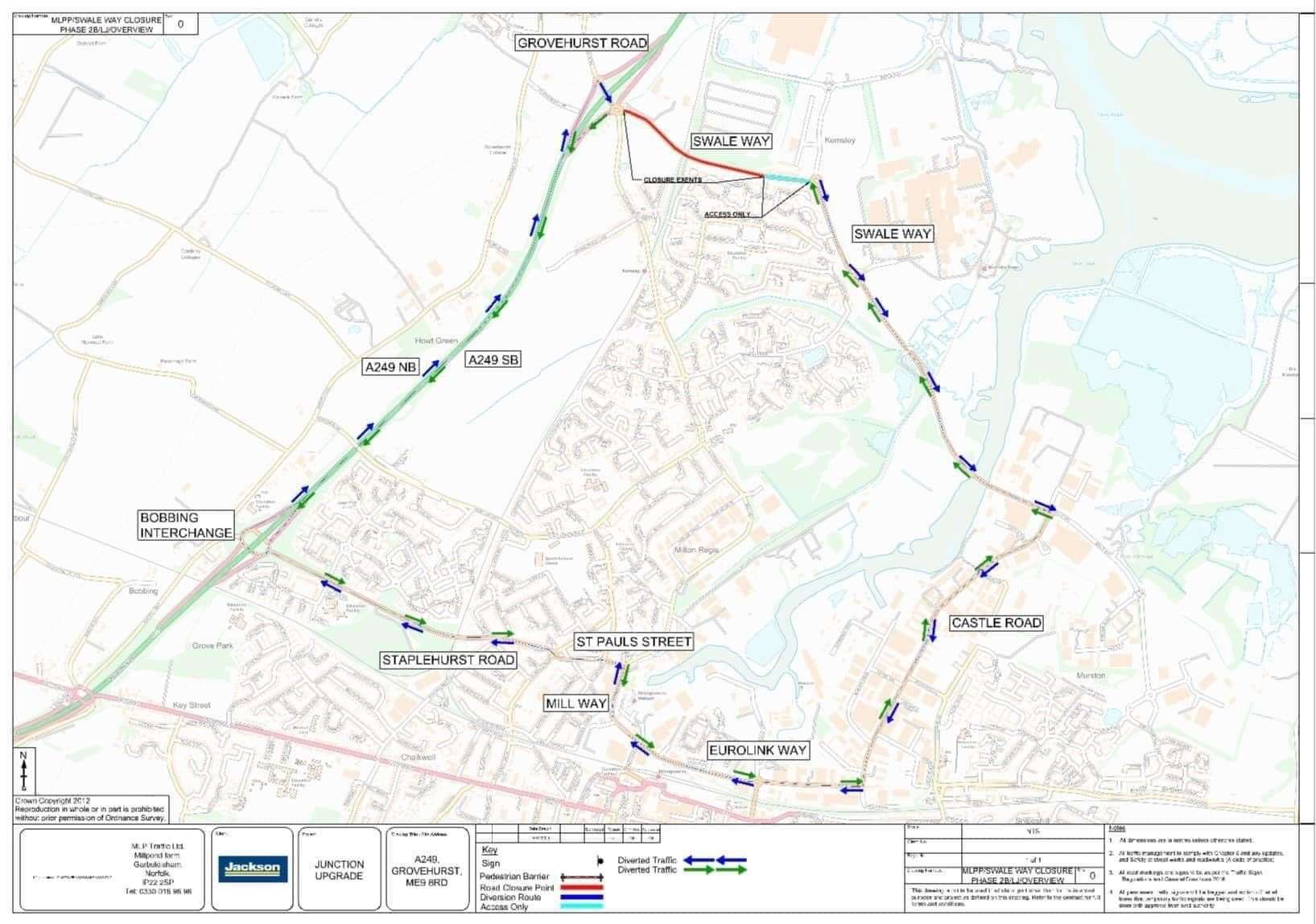 The diversion in place for the Sheppey Way closure this weekend