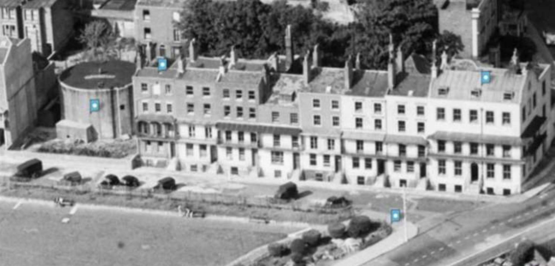 The original layout of Dundee House, Ramsgate, and its neighbours from a 1947 aerial photograph. Picture: Arcvelop