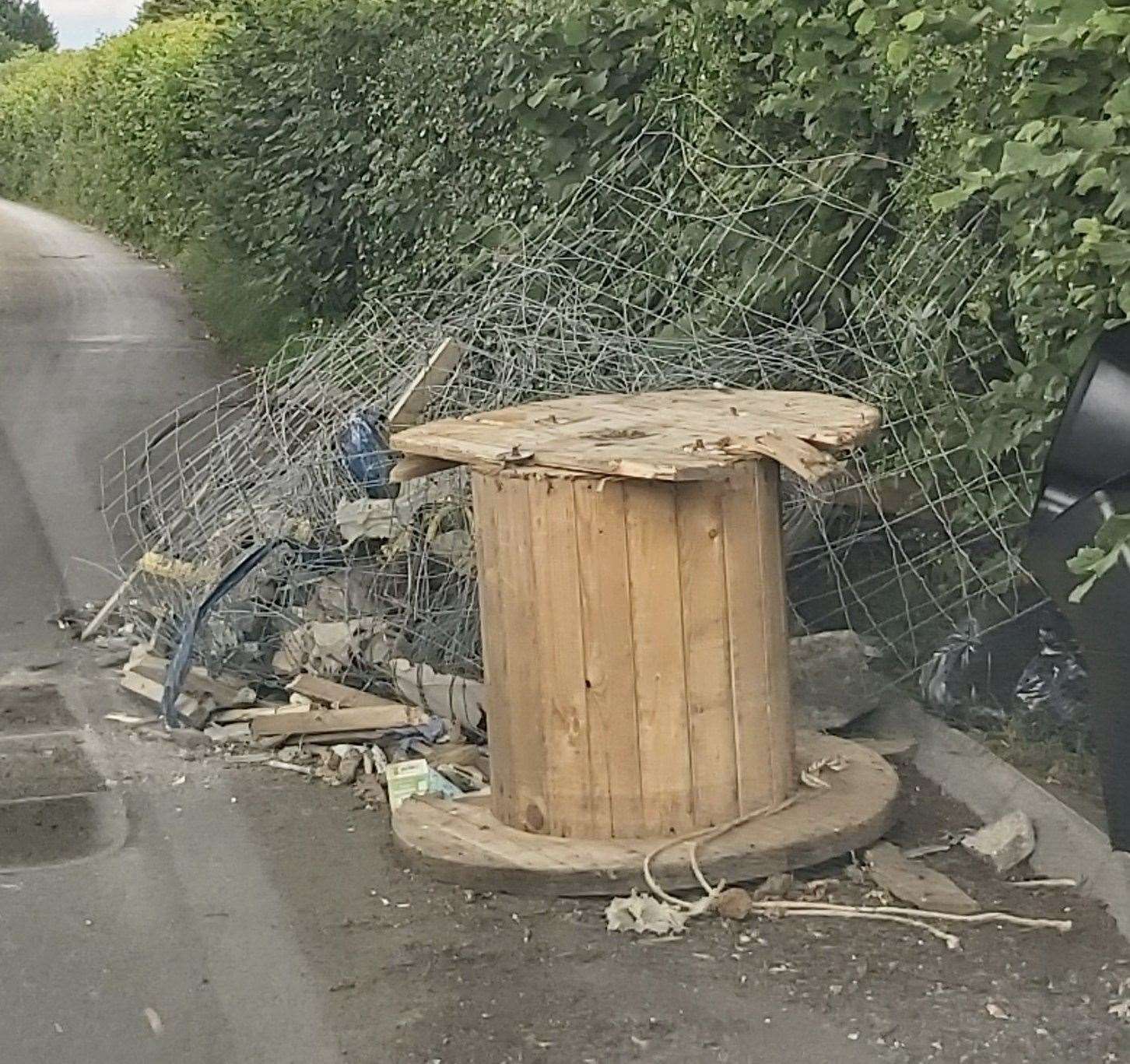 A huge wooden spool was fly-tipped in Gravesham. Picture: Kent Police