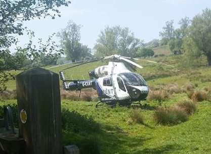The air ambulance landed nearby, although the patient was taken to hospital by road. Picture: Janis Evans