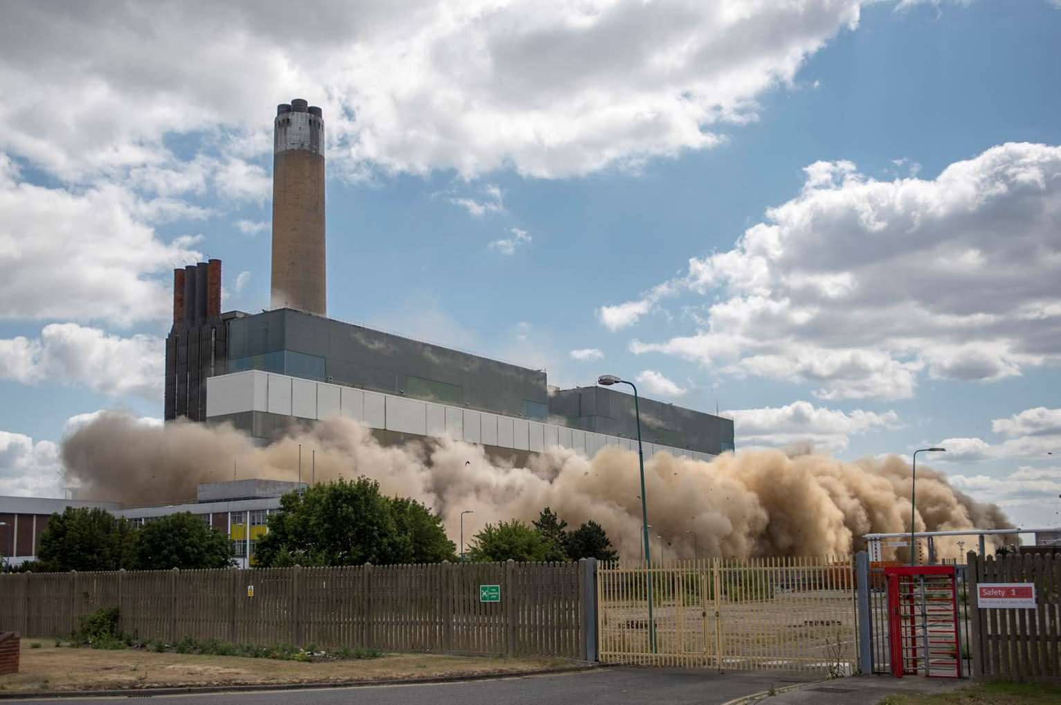 The turbine hall being blown up at Kingsnorth last year