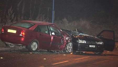 Both cars were wrecked in the fatal smash. Picture: RICHARD EATON