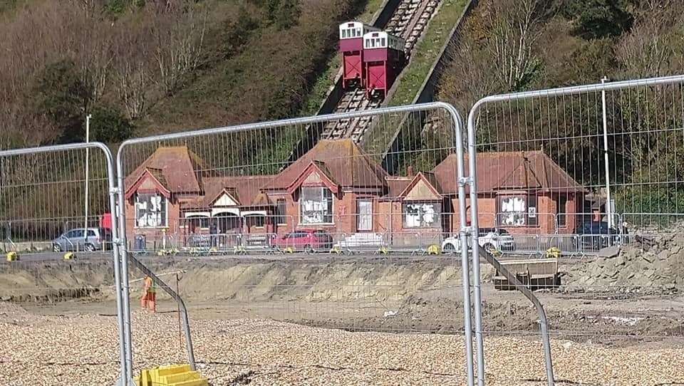 The Leas Lift sits close to the ongoing development of 84 new seaside homes in Folkestone. Picture: Juliette Joyce Felton of ‎Folkestone Residents Group on Facebook