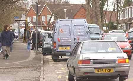 LIVES AT RISK: traffic chaos outside Hempstead Infants School. Picture: JIM RANTELL