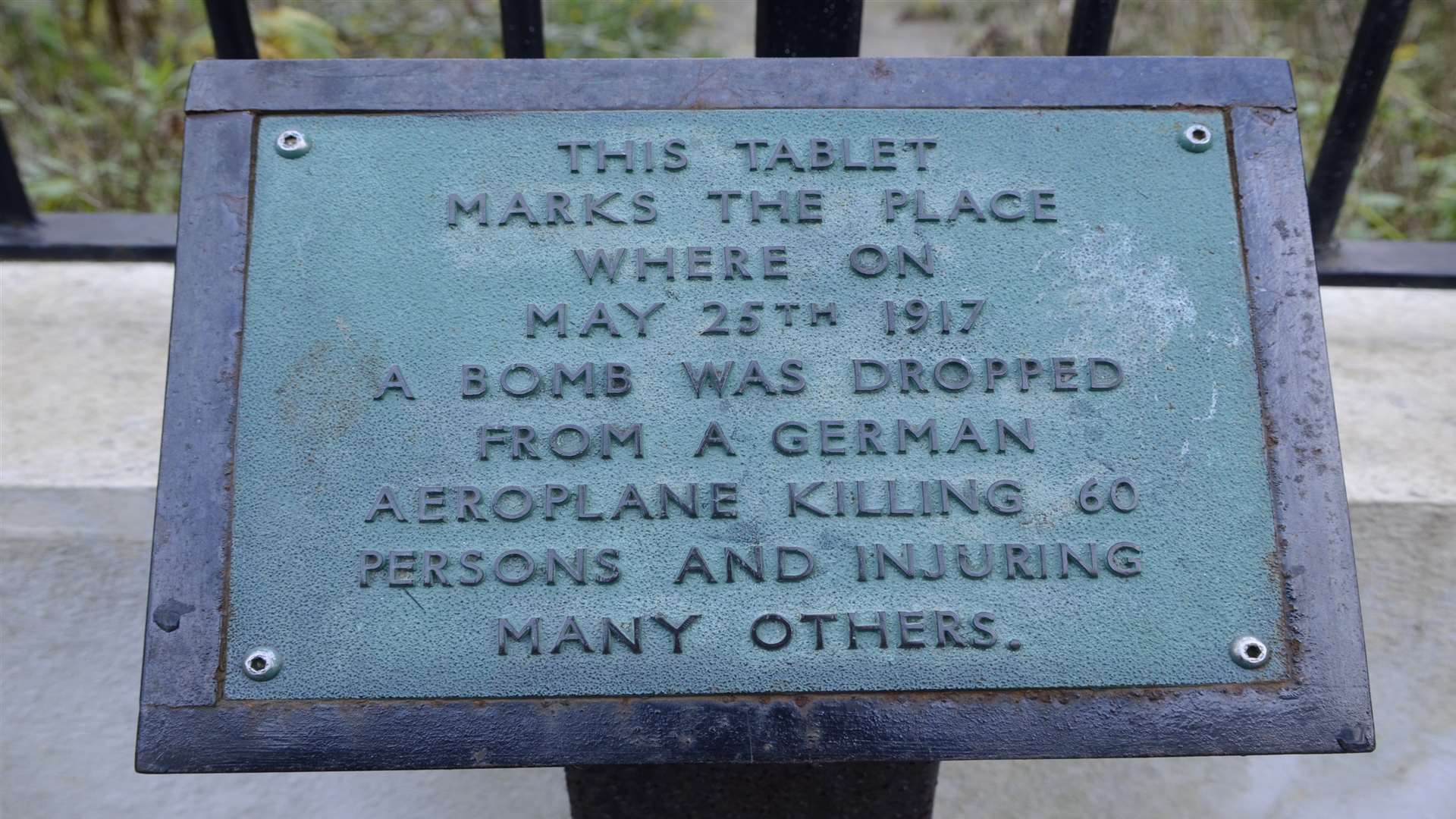 A plaque on the Tontine Street bomb site
