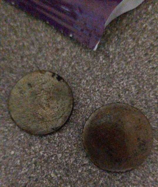 The coins found in the bag