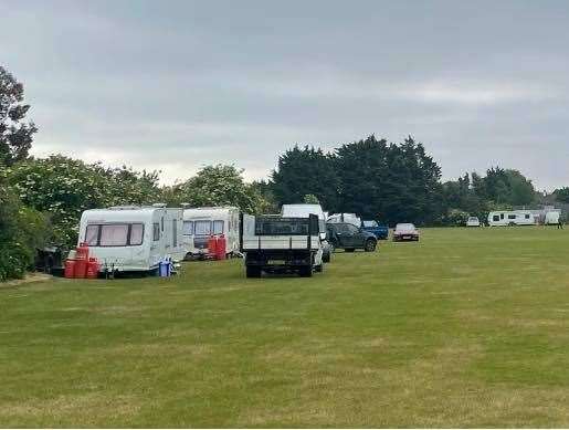A group of travellers have pitched up next to Laburnum Road Recreation Ground in Strood