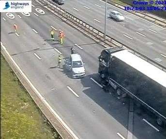 A crash is causing delays on the M25. Image from Highways England