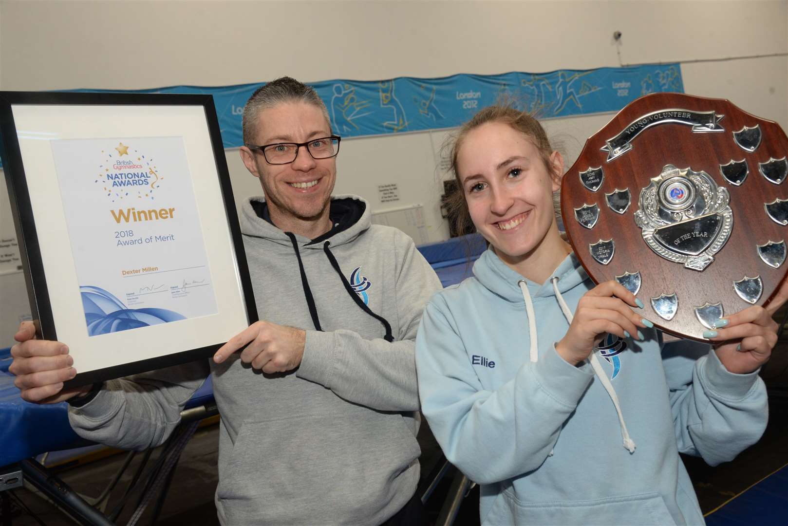 Director of coaching Dexter Millen and coach Ellie Passfield of the Aire Trampolining Club
