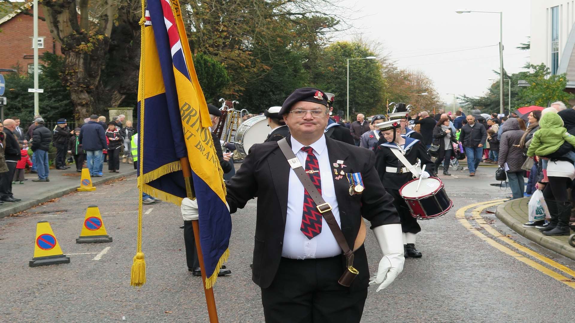 Derek Russell on parade for Remembrance Sunday