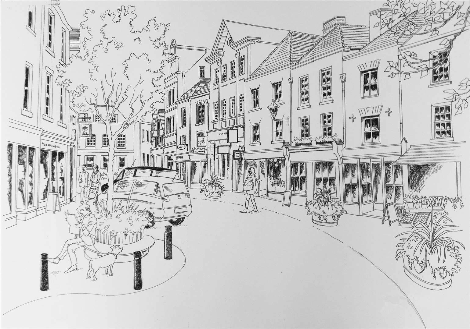 Sandwich Town Team's artistic impression of how Market Street would look after the improvements