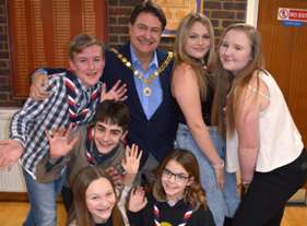 The youngsters with Cllr David Mote