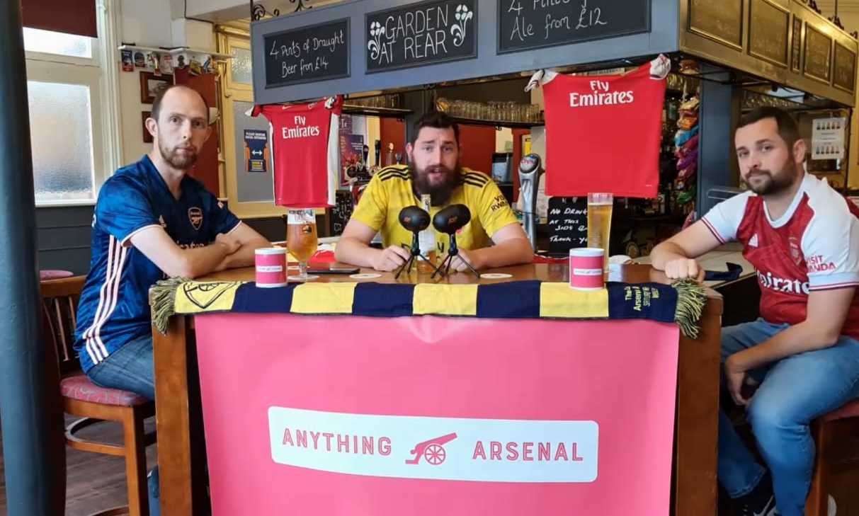 Anything Arsenal hosts from left , Andy Thorne, Brian Wells, with right, guest pundit Liam Kennedy at the Rose and Crown Pub in Dartford. Photo: Anything Arsenal