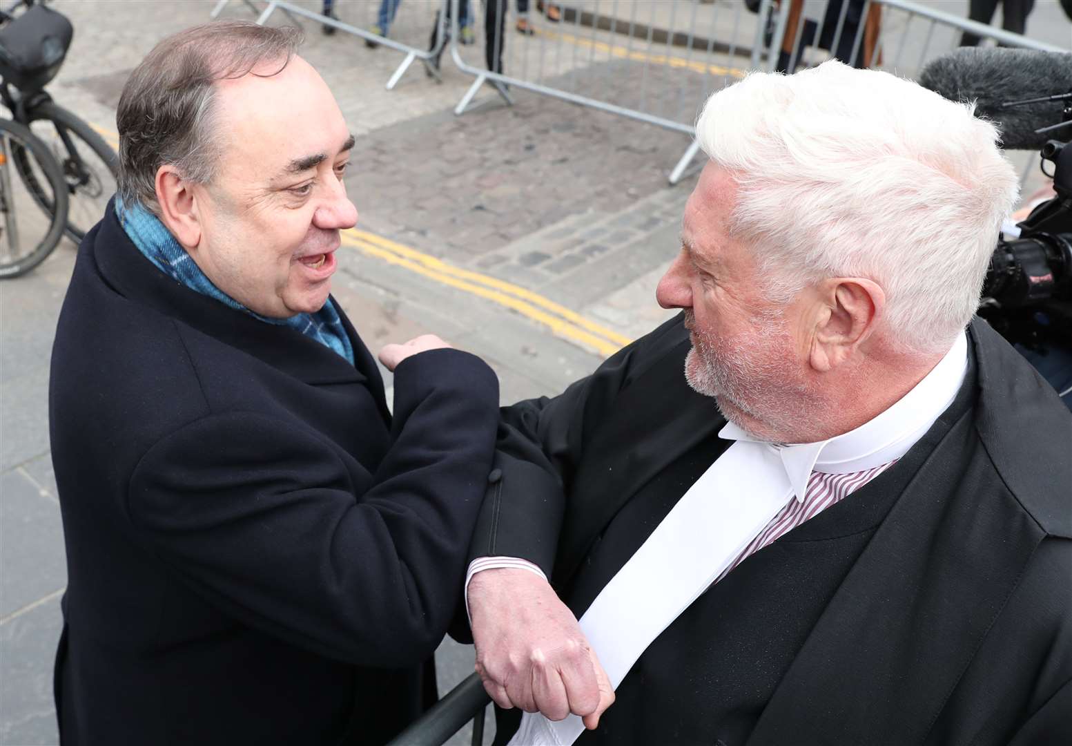 Gordon Jackson QC (right) and Alex Salmond at the conclusion of the trial (Andrew Milligan/PA)