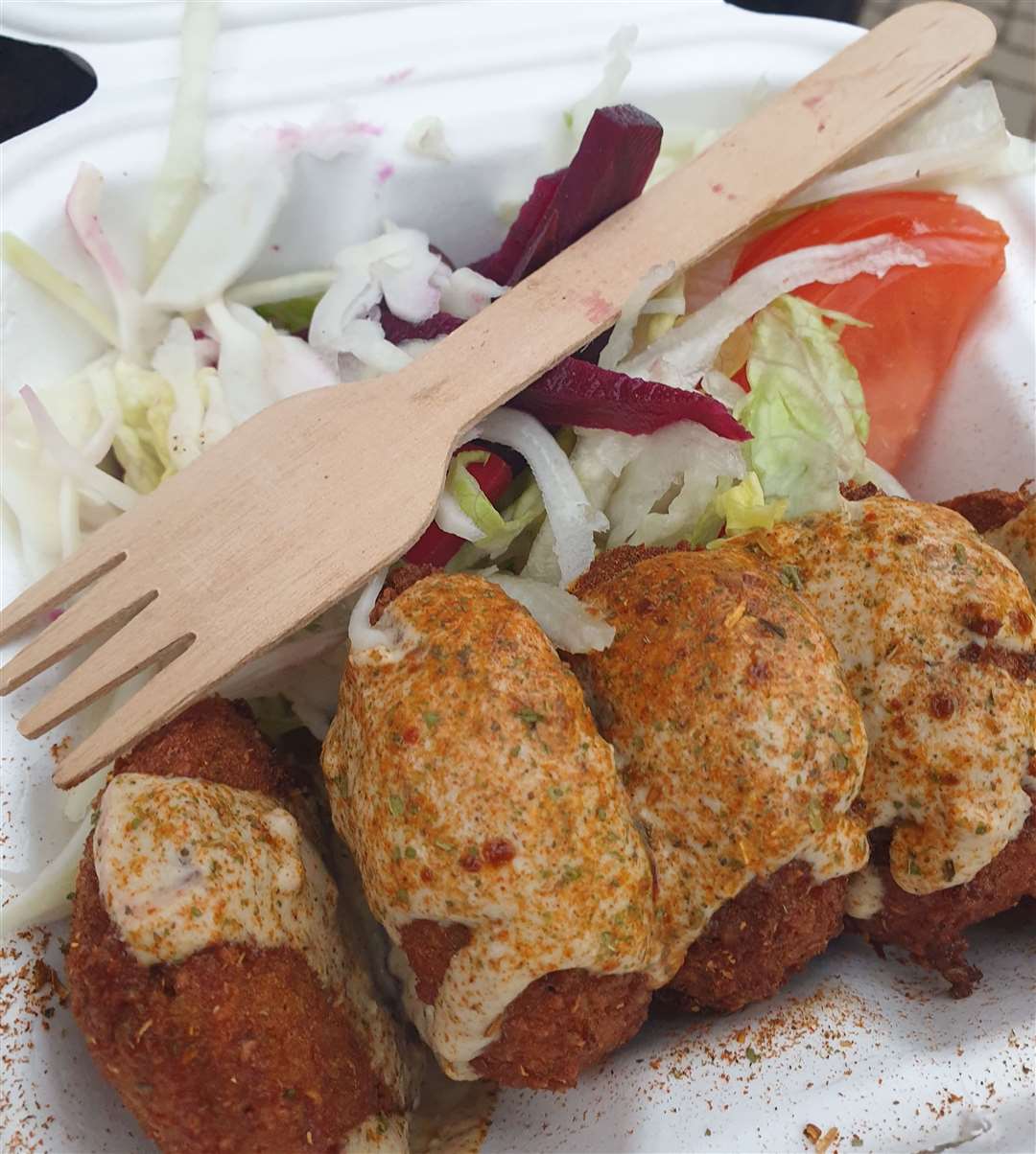Our reporter ordered the falafel box from the eatery in St George's Street, Canterbury