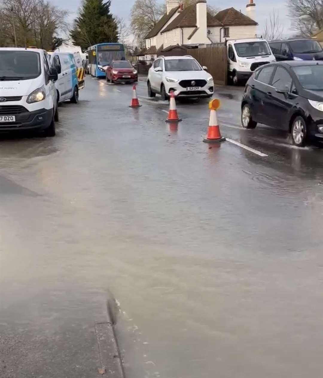 Traffic has been queuing due to the flood. Picture: Dalice Wigg