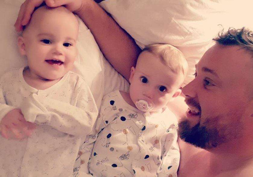 Steven Ford with the twins. Picture: Facebook (6244437)
