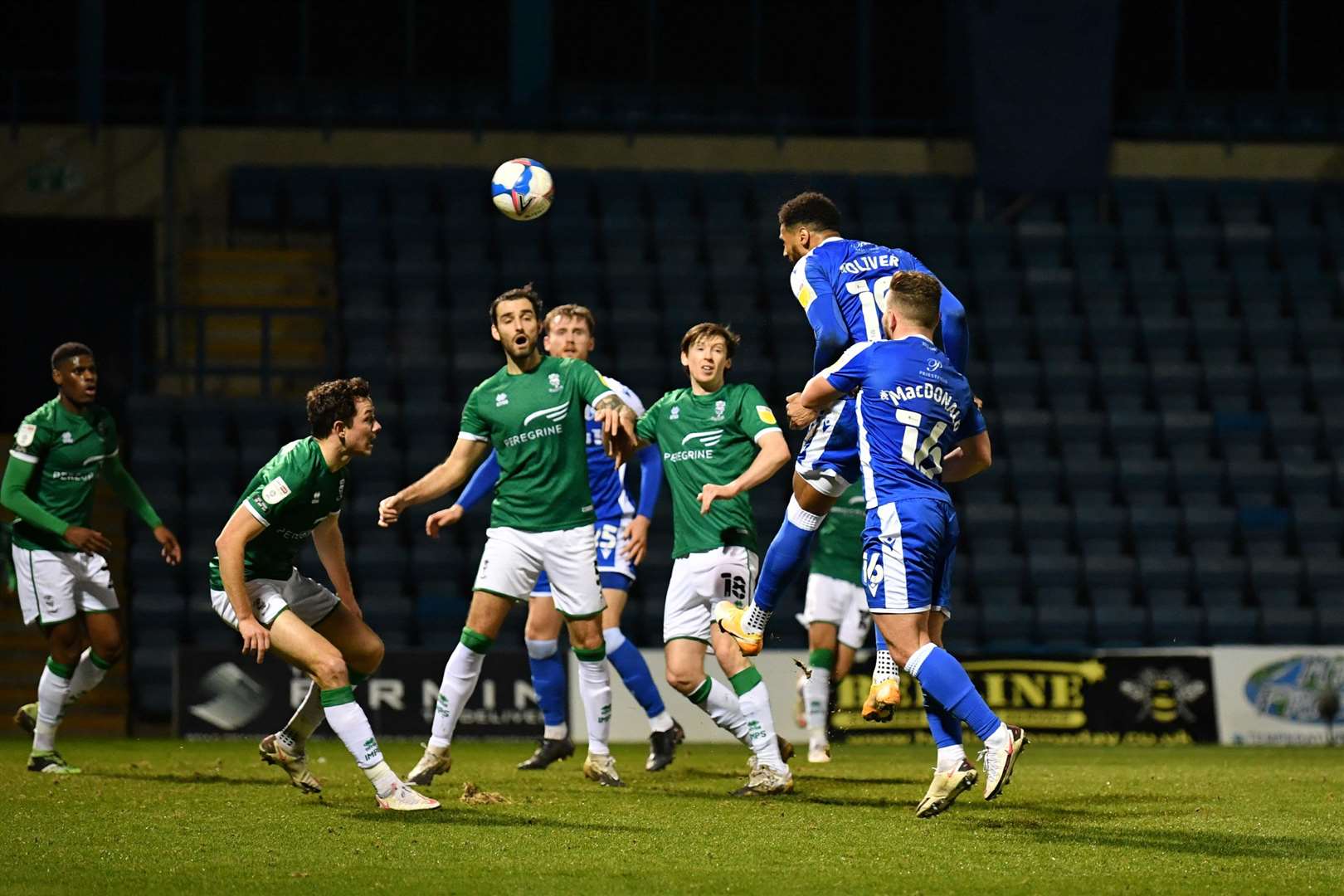 Action between Gillingham and Lincoln City from Priestfield Stadium Picture: Keith Gillard