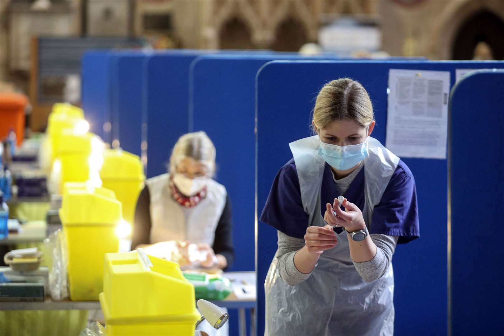 The third jab will be given out at Covid vaccination centres like this one. Photo: PA Media