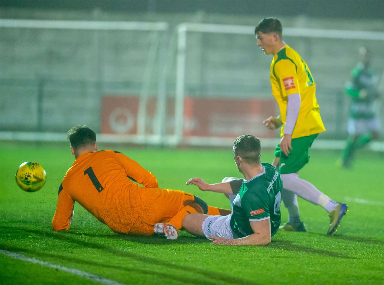 Josh Wisson scores Ashford's second in the 3-1 win over Corinthian Picture: Ian Scammell