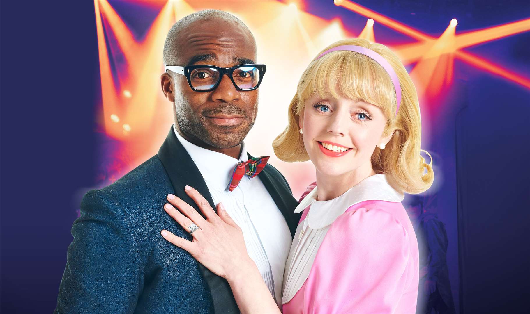 Ore Oduba and Haley Flaherty as Brad and Janet in the Rocky Horror Show. Picture: Shaun Webb