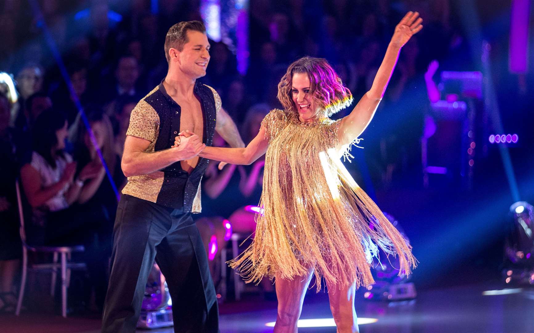 Caroline Flack with dance partner Pasha Kovalev in the 2014 series of Strictly, which the couple won (Guy Levy/BBC/PA)
