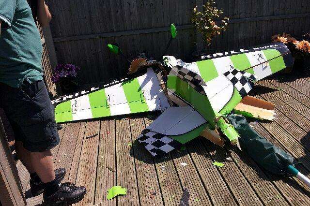 The model plane which crashed into a garden in Parklands Village in Minster. Picture:Wendy Norton