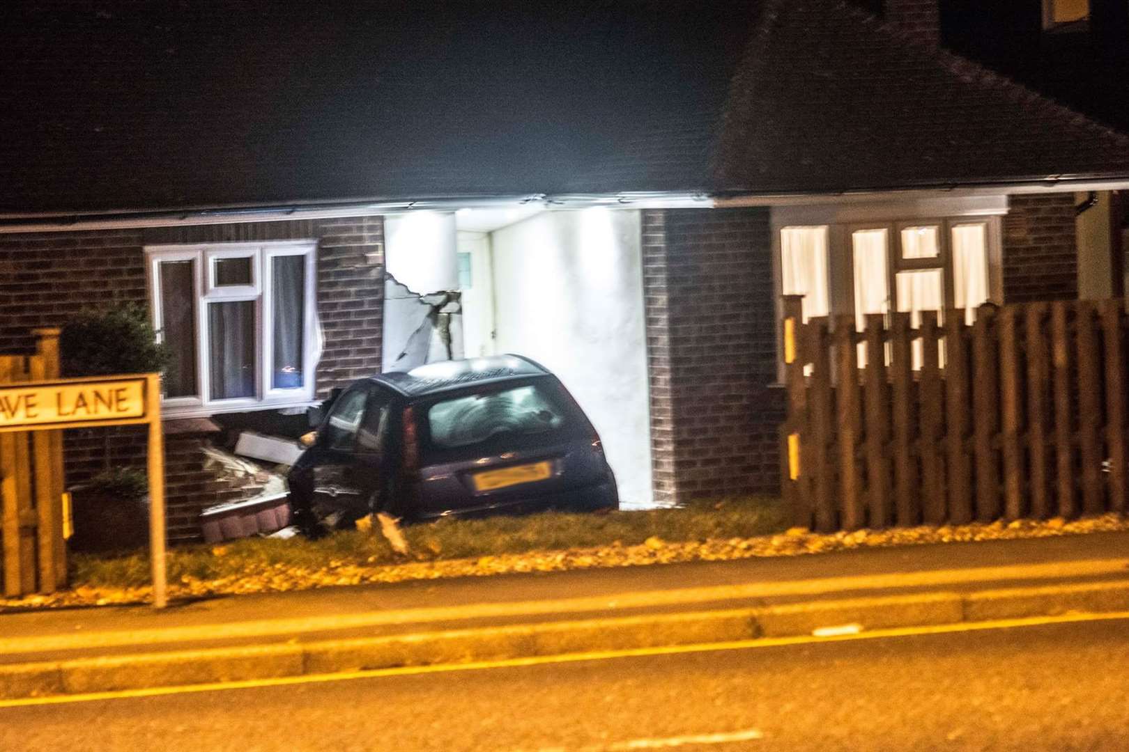 The scene of Friday's night's crash in Berengrave Lane, Rainham